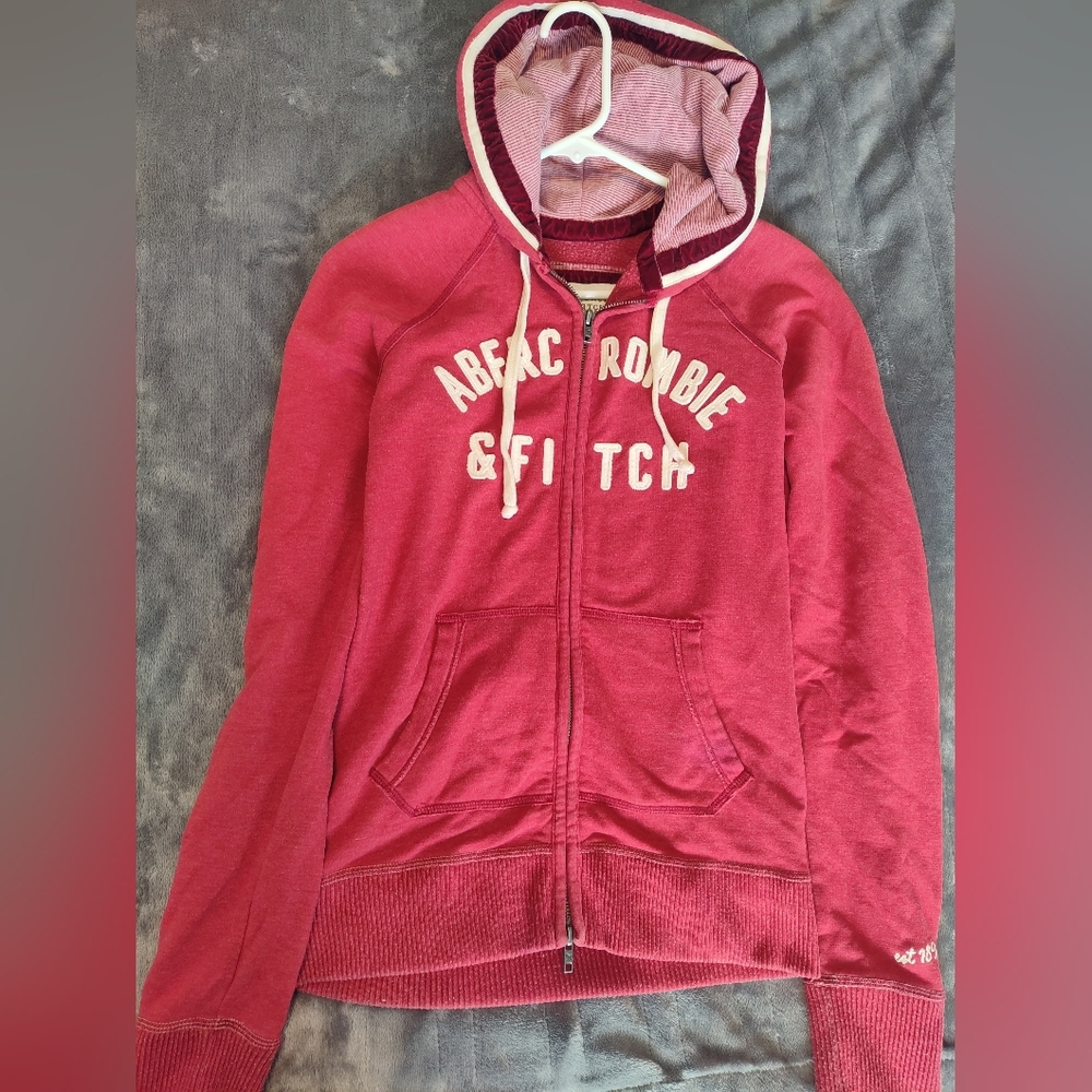Abercrombie & Fitch Burgundy Zip-Up Hoodie